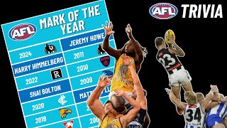 Every AFL Mark of the Year AFL Trivia [upl. by Nashoma]