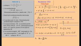 Bacalaureat 2022  Matematica profil Tehnologic Subiect rezolvat [upl. by Conrad]