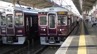 【営業運転初日！】阪急7300系VVVF化リニューアル車7303F 快速急行梅田行き 阪急茨木市駅 [upl. by Takakura]