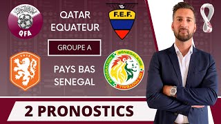 Pronostic Foot COUPE DU MONDE  Mes 2 pronostics QATAR EQUATEUR et PAYS BAS SENEGAL [upl. by Ahsika331]