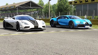 Koenigsegg Agera R vs Bugatti Chiron Pur Sport a t Monza Full Course [upl. by Epoh]