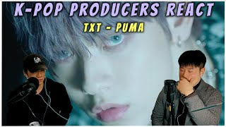 Musicians react amp review ♡ TXT  Puma [upl. by Udenihc539]