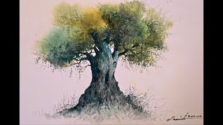 Watercolor painting tutorial  How to paint a Tree [upl. by Scrivens]