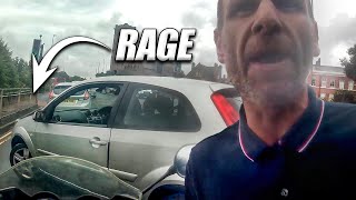 DRIVER BLOCKS ROAD amp RAGES AT BIKER  MOTORCYCLISTS vs STUPID amp ANGRY PEOPLE 2021 [upl. by Llehsram661]