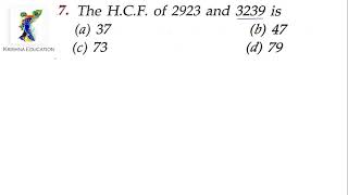 The HCF of 2923 and 3239 is a 37 b 47 c 73 d 79 [upl. by Hathaway]