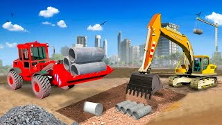 Heavy Construction Simulator 3D  Excavator And Truck Drive Road Construction  Android Gameplay [upl. by Torrlow327]