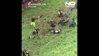 UK cheese rolling race takes place in southern England nocomment shorts [upl. by Thurstan882]