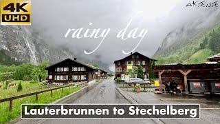 4K  Lauterbrunnen to Stechelberg Village Switzerland  Car Driving  4K 60fps Cab View [upl. by Annayk]