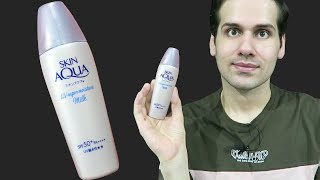 Rohto Mentholatum  Skin Aqua UV Super Moisture Milk SPF 50 PA Review [upl. by Afira]