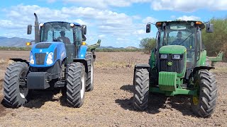 NEW HOLLAND TS6125 Elite amp JOHN DEERE 6603 BARBECHANDO 1er CAREO DE 2 BUENOS TRACTORES amp MARCAS [upl. by Hunsinger]