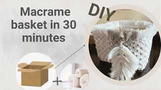 Macrame basket DIYOrganiser DIYBasket DIYHow to repurpose a Box into a storage Basket [upl. by Ottinger]