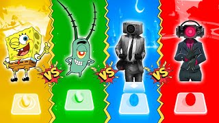 SPONGE BOB vs PLANKTON vs CAMERAMAN vs SPEAKERWOMAN ❔ Who wins ❓Tiles Hop EDM RUSH [upl. by Laohcin]