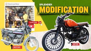 Hero Honda Splendor Modification  Splendor Modified To Cafe Racer  100CC Bike Modification  Pune [upl. by Anirrehs]