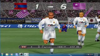 Winning Eleven 2002 Playstation 1 Real Madrid vs Barcelona Roberto Carlos as a striker 🤣🤣🤣 [upl. by Ventura538]