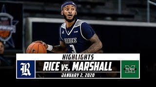 Rice vs Marshall Basketball Highlights 201920  Stadium [upl. by Orfield]