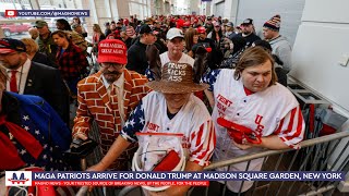 🇺🇸 MAGA Patriots arrive for Donald Trump Rally at Madison Square Garden New York Oct 27 2024 [upl. by Atinaujnas]