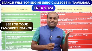 TNEA 2024 🪀TOP Engineering COLLEGES for EACH amp EVERY BRANCH  ALL 52 Branches  DETAILED Analysis [upl. by Ciapha]