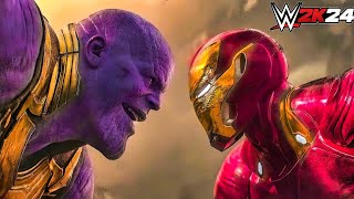 Iron Man vs Thanos Fight  WWE2K24 [upl. by Cerelly949]