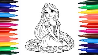 Cute RAPUNZEL from Tangled  Disney Princess Colouring Pages  disney tangled rapunzel [upl. by Lynette]