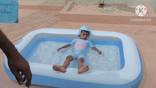 Nakshitha first time swimming lesson 😍😍 kids swimming🏊 [upl. by Balduin]