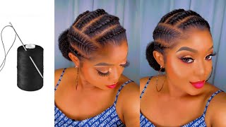 HOLD UP😱 Needle And Thread Flat Twist Tutorial Simple Hairstyle [upl. by Droffig]