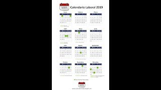 Calendario Laboral 2019  Festivos nacionales 2019 [upl. by Eipper]