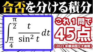 合否を分ける積分④【1問45点の良問】（2023 横浜国立大） [upl. by Nellie]