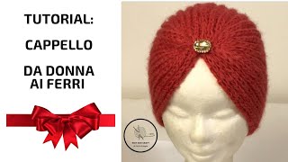 TUTORIAL Cappello turbante da donna ai ferri [upl. by Sirronal]