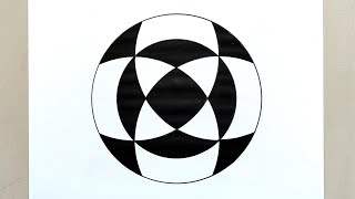 Simple Geometric Design in CIrcle with Step by Step Geometric Drawing Learn amp Art [upl. by Nylaehs]