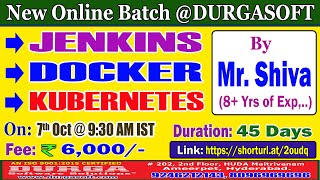 JENKINS DOCKER amp KUBERNETES Online Training  DURGASOFT [upl. by Mossolb]