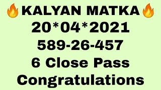 KALYAN MATKA 20042021  KALYAN OPEN  SPECIAL KALYAN MATKA VIP JODI  OPENCLOSE  SPECIAL OTC ANK [upl. by Barren770]