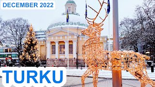 Walking in Turku Finland  December 2022  Christmas is Getting Closer [upl. by Joan]