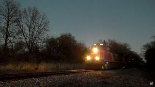 CN trio leads a grain shuttle through Parryville Illinois at track speed 111924 [upl. by Juline]