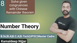 8 Solve given congruences with Chinese remainder theoremLinear congruence Number theoryBscmaths [upl. by Loree]