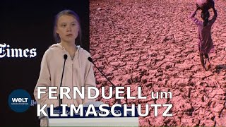 DONALD GEGEN GRETA Die Meinungsgiganten nutzen Weltwirtschaftsforum als Schlachtfeld [upl. by Atteoj]