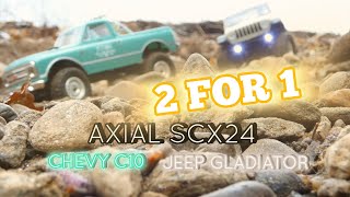 2 for 1  Axial SCX24 Jeep Gladiator and Chevy C10 [upl. by Rosenwald]