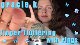 asmr gracie k finger fluttering with rings  knuckle fluttering  ring sounds [upl. by Wsan]