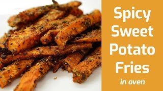 SPICY SWEET POTATO FRIES Recipe  Indian Masala Fries IN OVEN  Healthy French Fries  AnmolsKitchen [upl. by Lenette420]