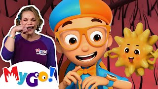 Blippi Wonders  Blippi Sneezing  Cartoons For Kids  MyGo Sign Language For Kids  ASL [upl. by Savick211]