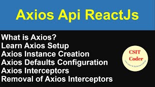 What is Axios  How to use it with ReactJS  How to create Axios Instance  Interceptors in Axios [upl. by Loren]