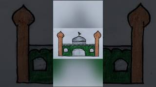 Easy drawing Mosque with gombuj [upl. by Eirellam]