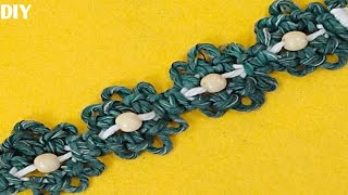 DIY Macrame Flower With Beads  Macrame Tutorial [upl. by Goldi]