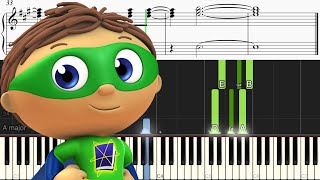 Super WHY Theme Song  EASY Piano Tutorial  Sheet Music [upl. by Shrier]