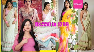 OMG 👌Must Buy Designer Sarees From Meesho Rs550 to 1299 Only meesho designer sarees [upl. by Missak]