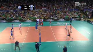 Volleyball Ivan Zaytsev of Italy kills USA with 4 aces in a row quattrolavatrici [upl. by Adnyleb294]