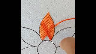 New Fishbone stitchHand Embroidery Flower easy design110 needle work embroidery [upl. by Dnaloy]