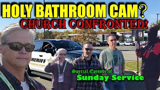 Church of the Holy Bathroom Cam Confronted by Journalists  No Accountability  Sunday Service E07 [upl. by Airtap]