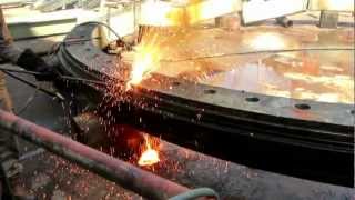 Thermal Lance In Action  Scrapping a 2 million dollar FPSO turret bearing [upl. by Broucek]