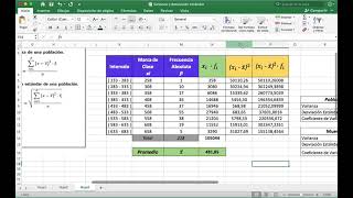 Varianza Desviación Estándar y Coeficiente de Variación en datos agrupados EXCEL [upl. by Whelan]