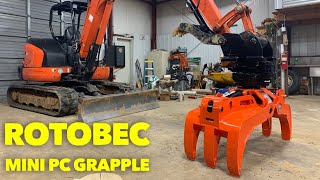 Rotobec mini PC RPA grapple on a Kubota excavator [upl. by Oina455]